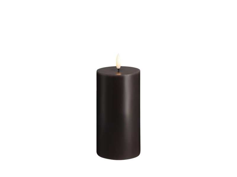 Moods & More LED bloklys i charcoal - Ø 7,4 cm x H 15 cm