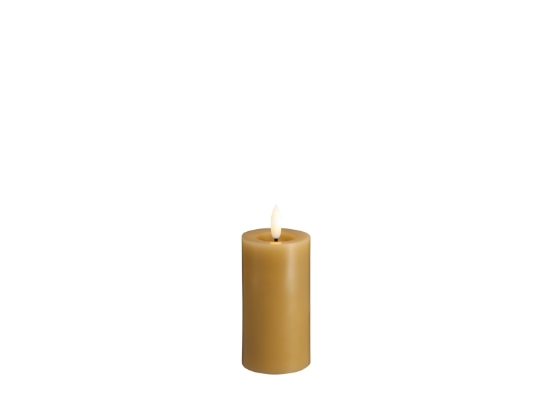 Moods & More LED bloklys i honey mustard med smelteeffekt - Ø 4,9 cm x H 10 cm