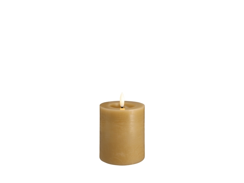Moods & More LED Rustik bloklys i honey mustard med smelteeffekt - Ø 7,4 cm x H 10 cm