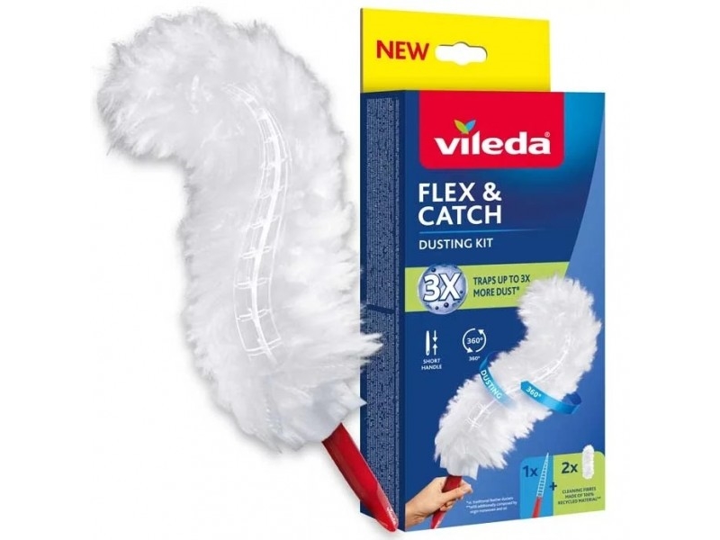 Støvkost sæt Vileda Flex & Catch med kort skaft + 2 refills