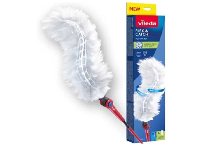 Vileda Flex & Catch dammklämma med långt skaft + 1 insats (179434) | Rengöring - Utrustning - Skrapor & Kvastar | GameStuff