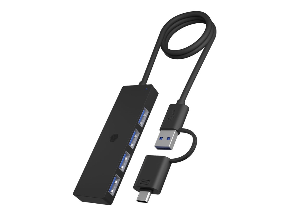 Icy Box Ib-Hub1424-C3, 4-Port Usb Type-A Hub, Type-C /A Anschluss, Kunststoff, Schwarz, Usb 3.2 Gen 1 (3.1 Gen 1) Type-A + Type-C, Usb 3.2 Gen 1 (3.1