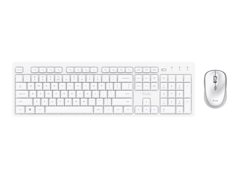 Trust Ody Ii - Sæt Med Mus Og Tastatur - Stille - Full Size - Trådløs - Qwerty - Amk. Engelsk - Hvid