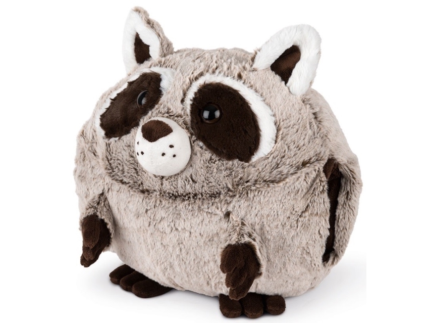 Noxxiez Kæmpe bamse, håndvarmer og pude - Vaskebjørn