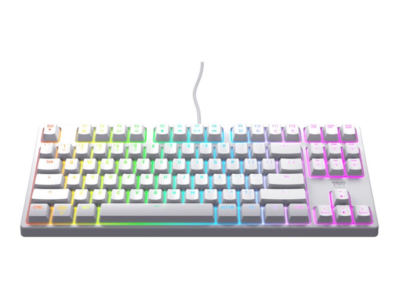 Cherry Xtrfy K4v2 - Tastatur - Rgb - 80% - Tkl - Bagbelyst - Usb - Qwerty - Portugisisk - Tastkontakt: Cherry Mx2a Red - Hvid
