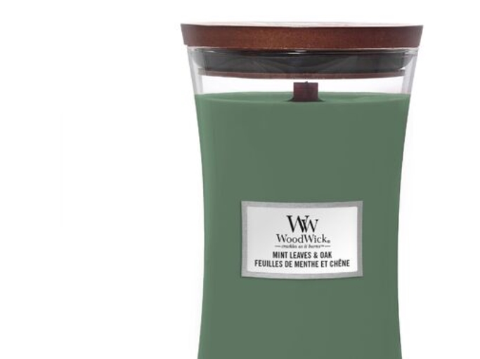 WoodWick Mint Leaves & Oak, Cylinder, Grønn, Mint, Eiketre, 130 timer