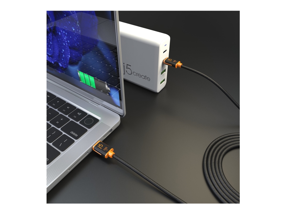 J5create Usb-C 100W Sync- & Ladekabel (Jucx25l30), 3 M, Usb C, Usb C, Schwarz, Orange