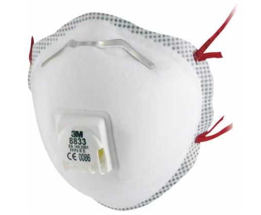 3M 8833 Finstøvmaske Med Ventil Ffp3 (10 Stk.)