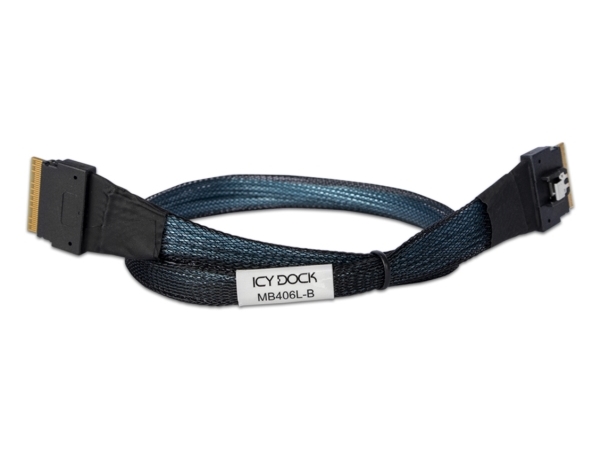 Icy Dock MB406L-B, 0,5 m, SlimSAS 8i SFF-8654, SlimSAS 8i SFF-8654, Lige, Lige, Hanstik/Hanstik