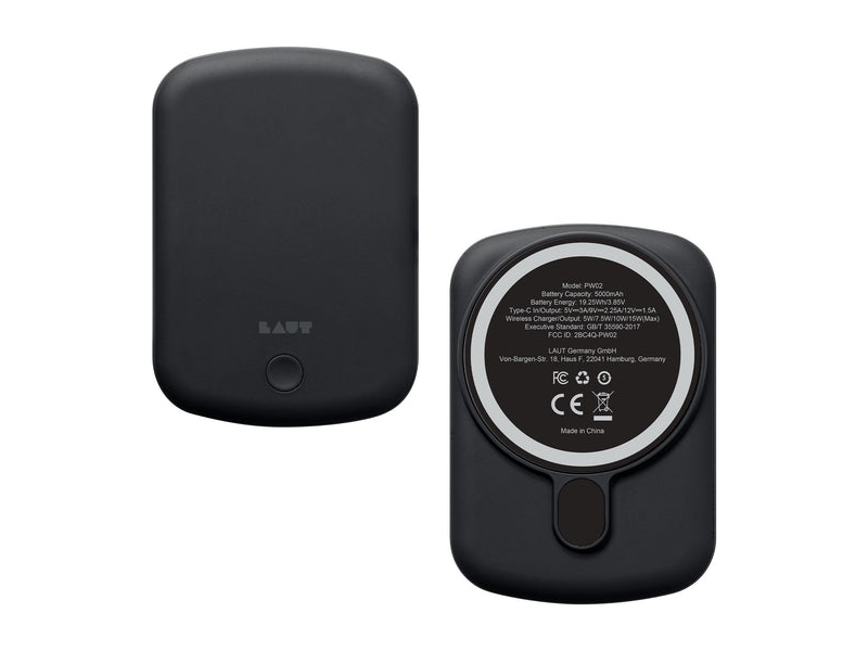 Laut Pw02, 5000 Mah, Wireless Charging, 3.85 V, Black