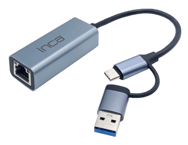 Inca Iutp-01Tx, Usb 3.2 Gen 1 (3.1 Gen 1) Type-A + Type-C, Rj-45, Blau, Aluminium, Computer, Notebook, Tablet, Gigabit Ethernet