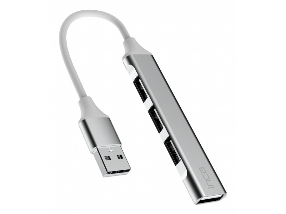 Inca Iusb-4Tux, Usb 2.0 Typ-A, Usb 2.0 Typ-A, Usb 3.0, 5000 Mbit/S, Silber, Weiß, Aluminium, Rundkabel