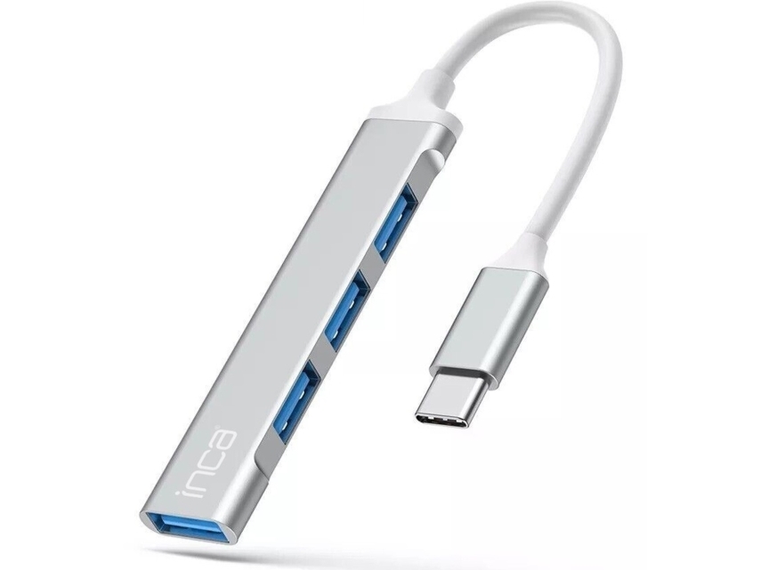 Inca Iusb-04Tx, Usb Typ-C, Usb 2.0, Usb 3.0, 5000 Mbit/S, Silber, Weiß, Aluminium, Rundkabel
