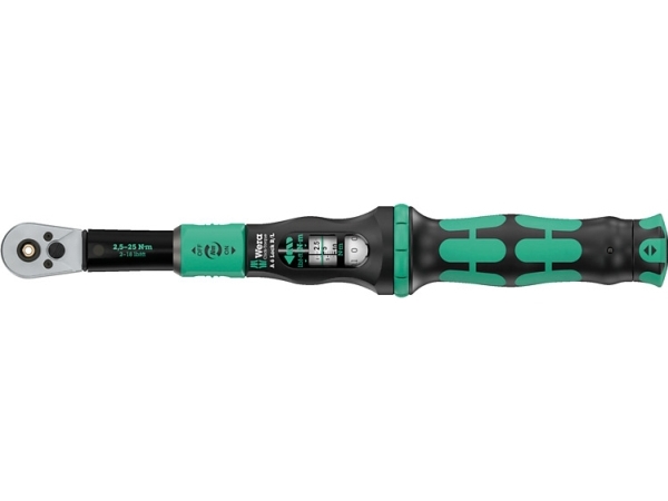 Wera 05075694001, Klik Momentnøgle, Nm, Mekanisk, 2,5 - 25 Nm, Sort, Grøn