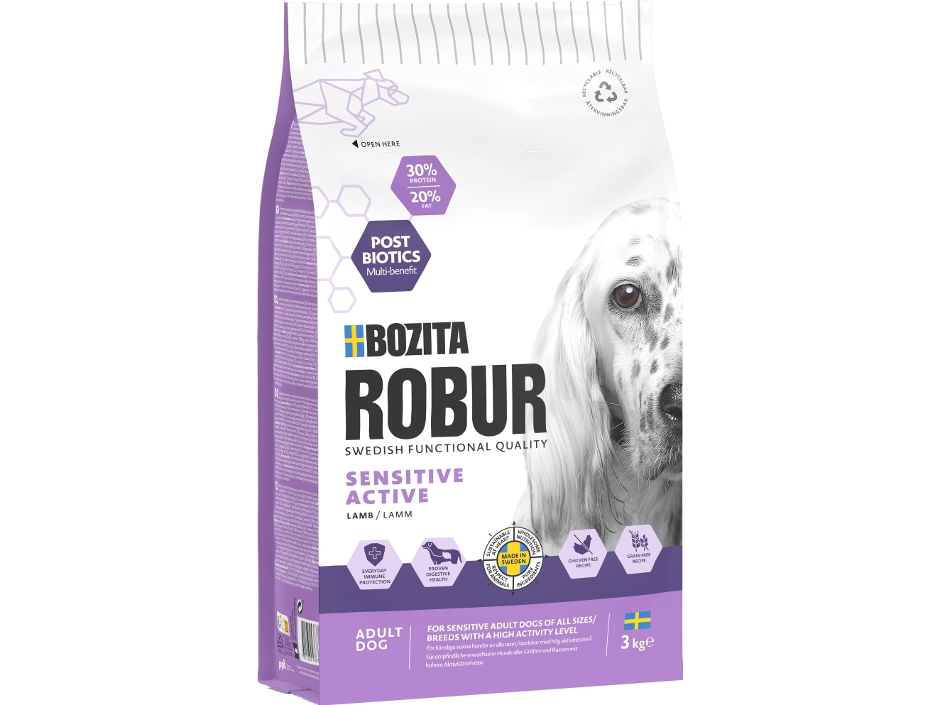 Bozita Robur Sensitive Grain Free Active Hundfoder 3Kg