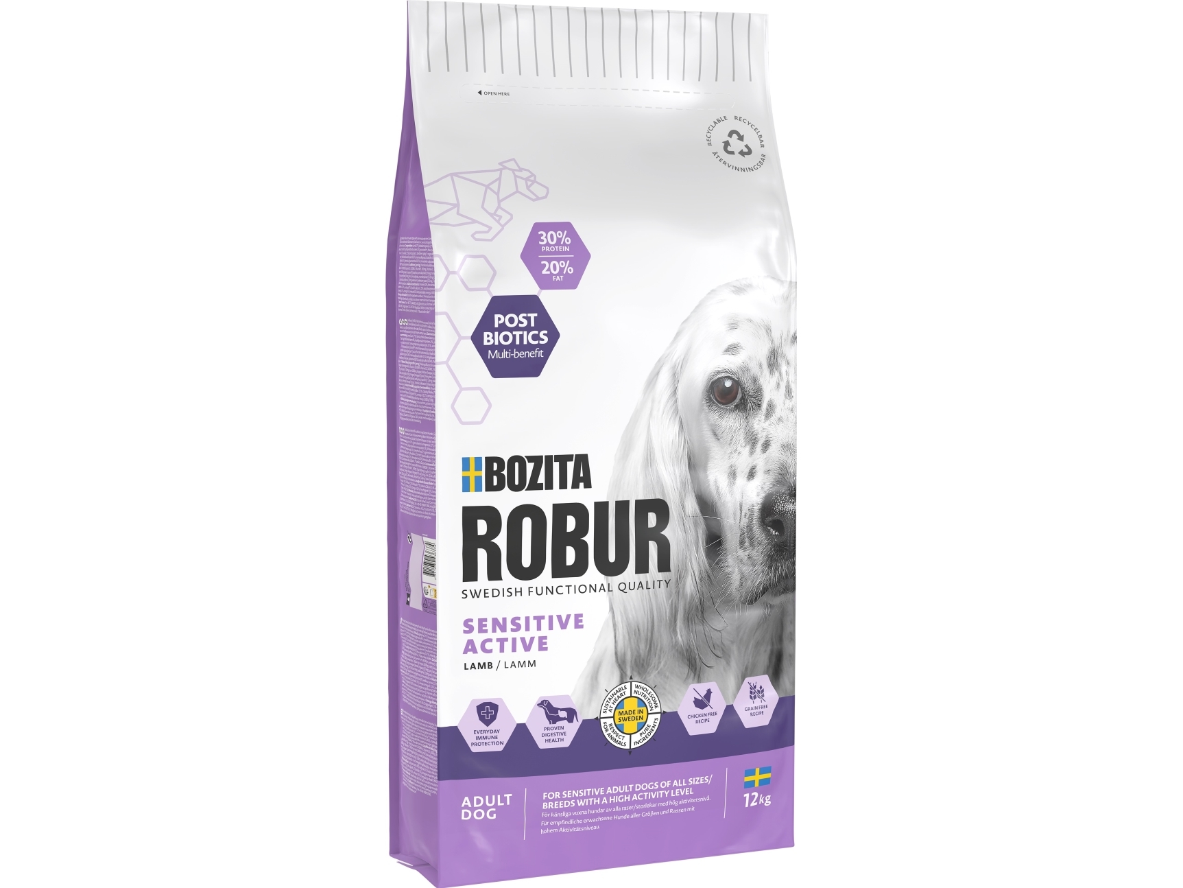 Bozita Robur Sensitive Grain Free Active Hundfoder 12Kg