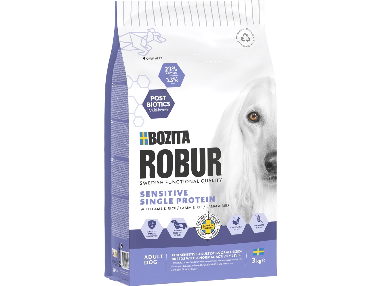 Bozita Robur Adult Sensitive Single Protein Lamb Hundfoder 3kg