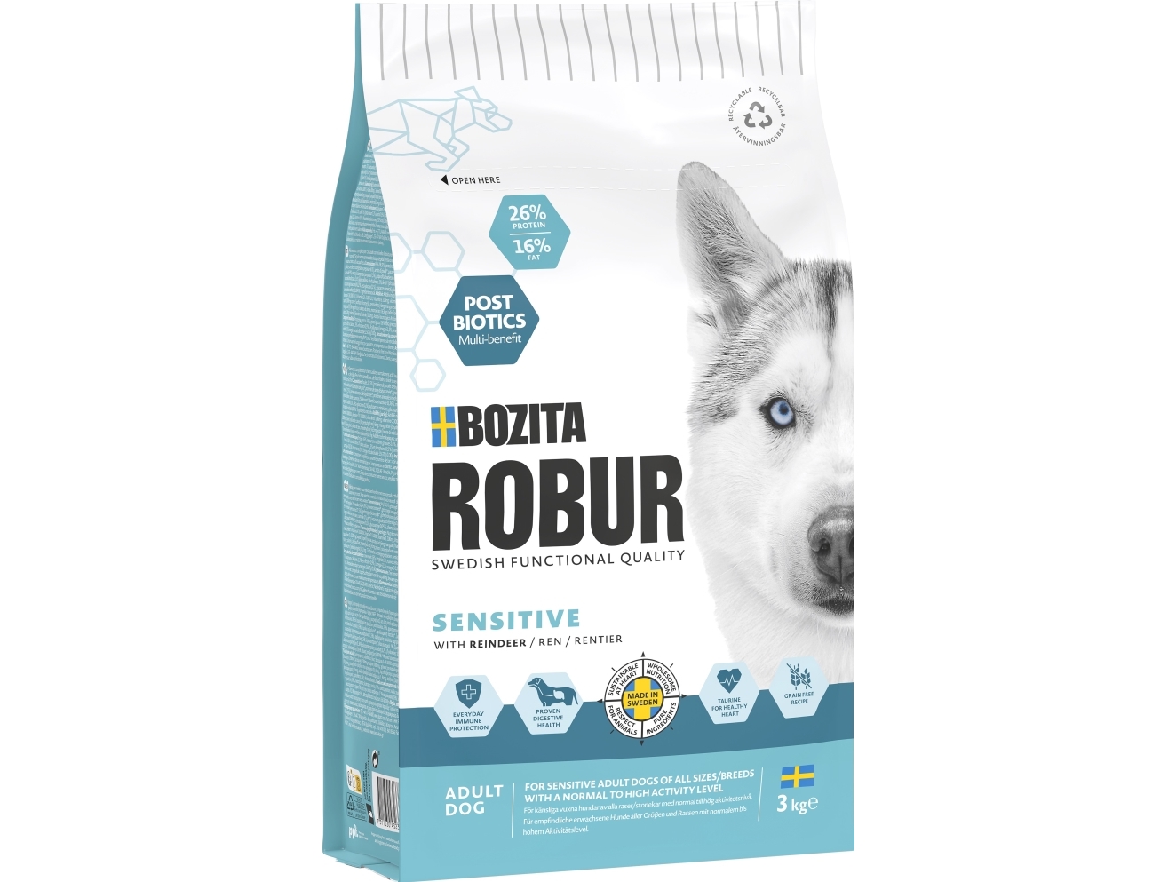 Bozita Robur Adult Sensitive Reindeer Hundfoder 3Kg