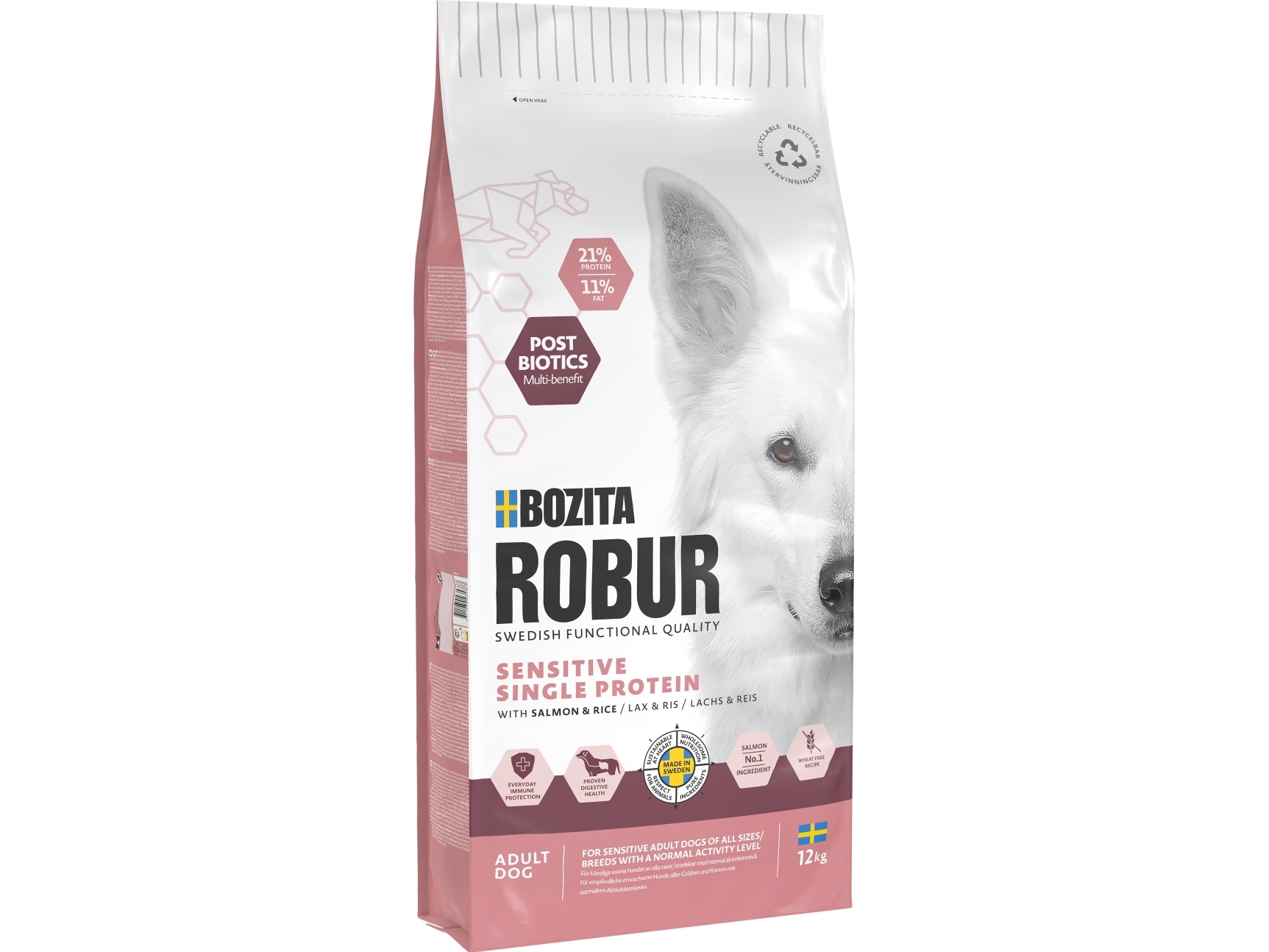Bozita Robur Adult Sensitive Single Protein Salmon Hundmat 12Kg