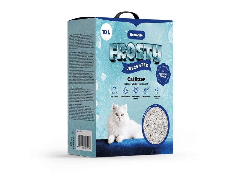 Frosty Bentonite Aktivt kul uparfumeret kattesand 10l