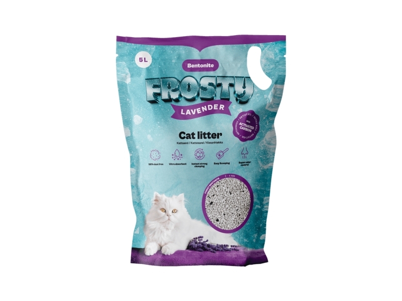 Frosty Bentonit Aktivkohle Lavendel Katzenstreu 5L