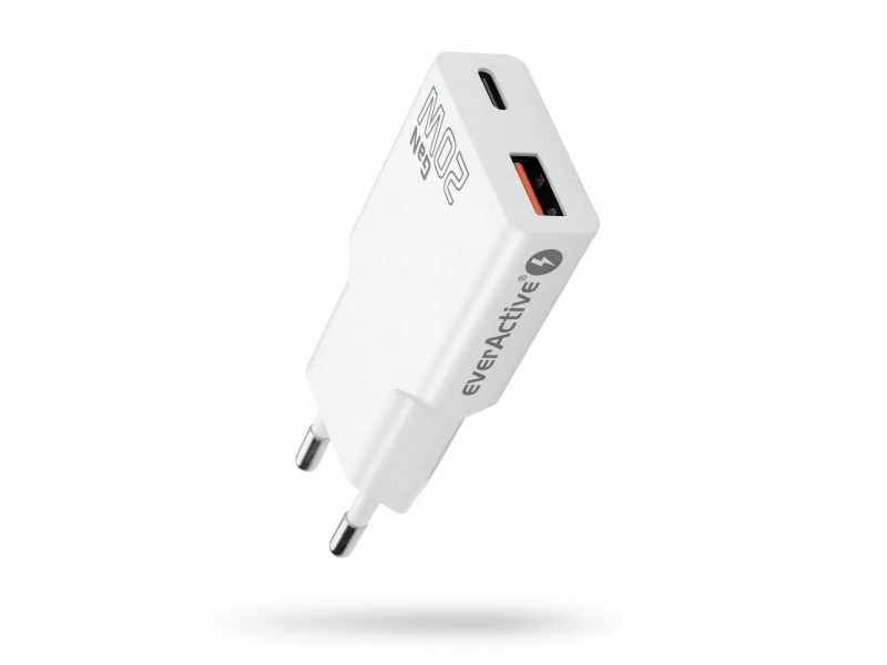 Everactive Gan Super Slim Sc-340Q Qc3.0 Usb-C Pd 20 W Netzladegerät, Weiß