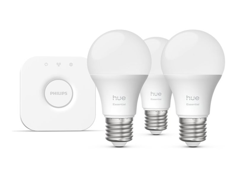 Philips Hue White And Colour Ambience Essential Starter Kit: 3 E27 Smart Bulbs (806 Lm), Smart Lighting Kit, Bluetooth/Zigbee, White, E27, A60, Varia