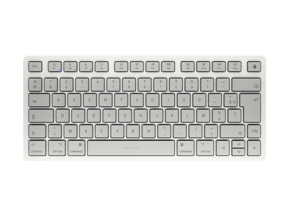 Cherry Kw 7100 Mini - Tastatur - Til Mac - 75% - Kompakt - Trådløst - Bluetooth 5.1 - Azerty - Fransk - Tastekontakt: Cherry Sx - Måneskinshvid - Pla