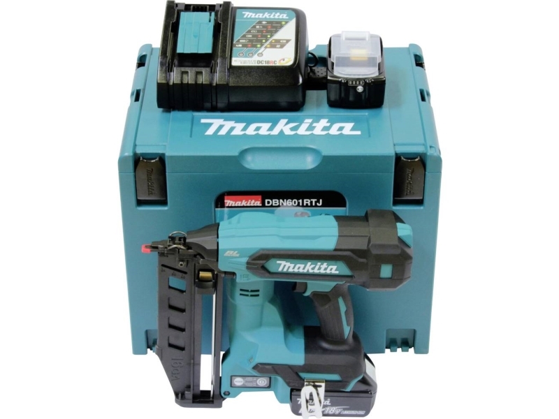 Makita DBN601RTJ Sladdlös uppfällbar huvudspikpistol 64 mm 18V | Kontorsmaterial - Häftapparater & häften - Häftapparater | GameStuff