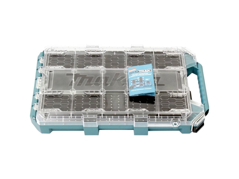 Makita Maktrak Organizer Flat M, Werkzeugkasten Blau/Transparent, Transparenter Deckel