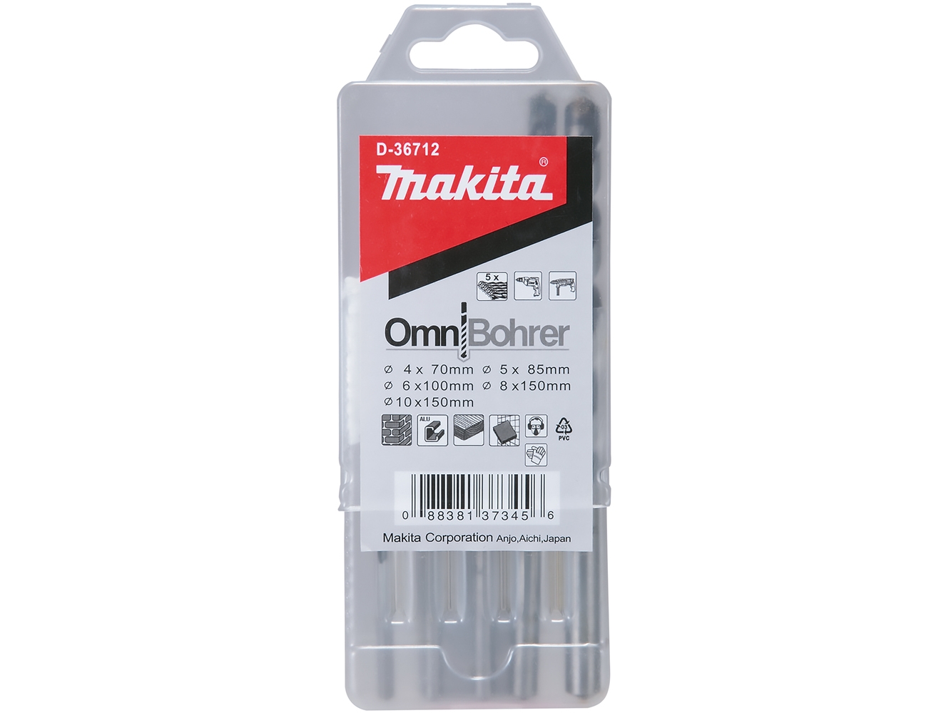 Makita D-36712, Boremaskine, Mursten, Træ, 5 Stk