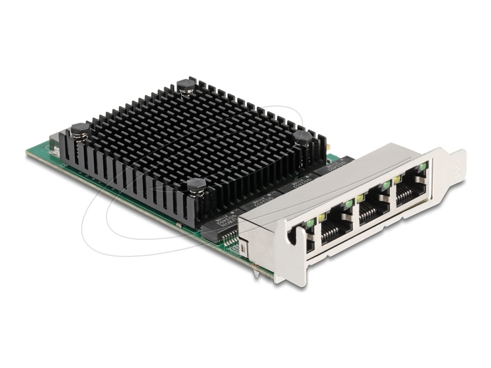 Delock Pci Express X4 Network Card 2.5 Gigabit Lan 4 X Rj45 Rtl8125, Internal, Wired, Pci Express, Ethernet, 2500 Mbit/S, Black, Green, Stainless Ste