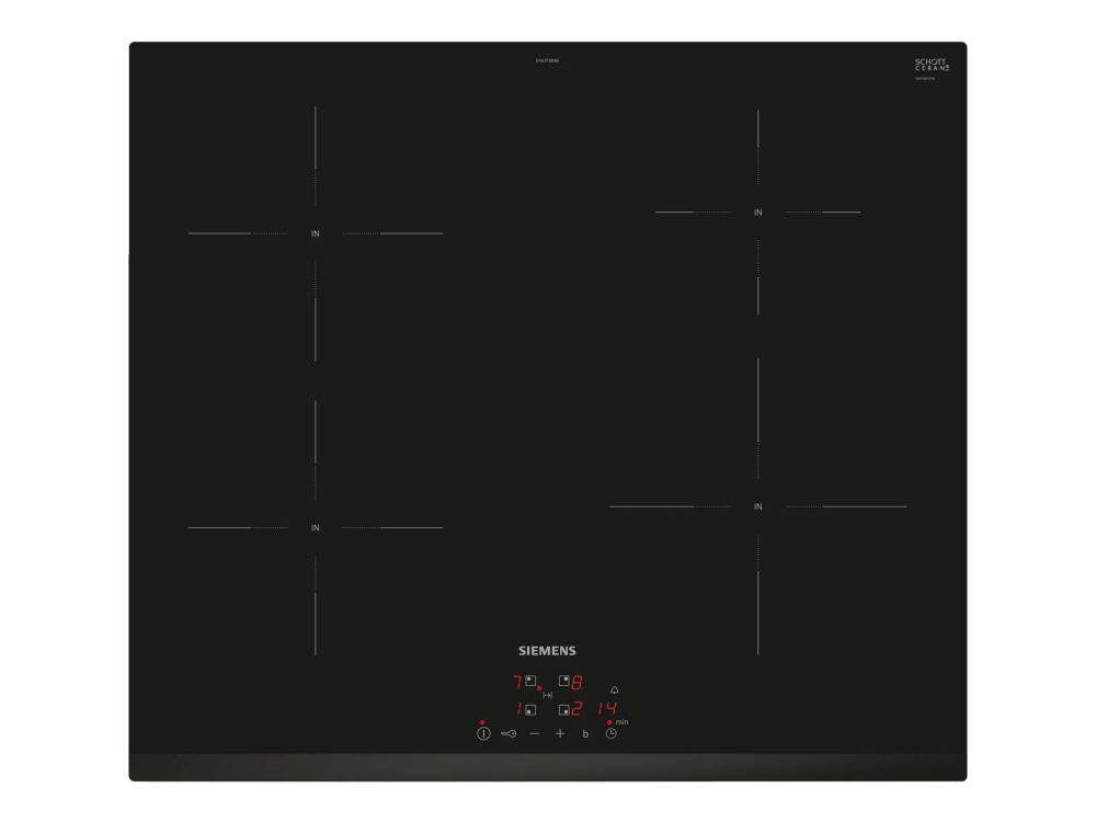 Siemens iQ100 EH631BEB6E - Induktionshäll - 4 kokplattor - Fördjupning - bredd: 56 cm - djup: 49 cm - ramlös, facetterad front - svart | Vitvaror - Spishäll - Induktionshäll | GameStuff