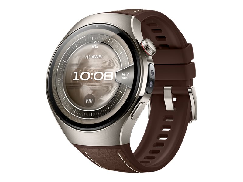 Huawei Watch 5 - 46 mm - flygplansklassad titan - smart klocka med rem - komposit - brun - handleds: 140-210 mm - display 1.5 - Bluetooth, Wi-Fi 6, LTE - 4G - 58 g  - brun
