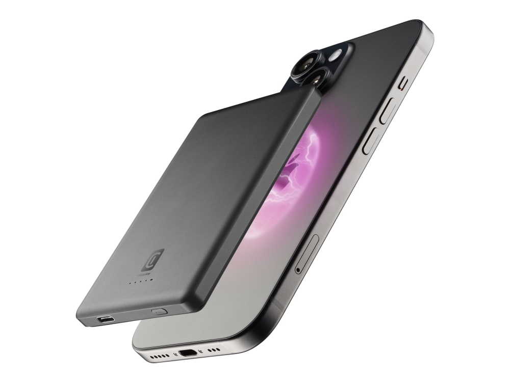 Cellularline Mag Lite 5000 - Trådløs Power Bank - 5000 Mah - 7.5 Watt (Magnetisk) - Grå