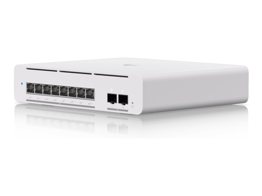 Ubiquiti UniFi Pro XG 8 PoE - Switch - L3 - Administreret - 8 x 10/100/1000/2.5G/5G/10GBase-T (PoE++) + 2 x 10 Gigabit SFP+ - desktop, væg-monterbar - PoE++ (155 W) - AC
