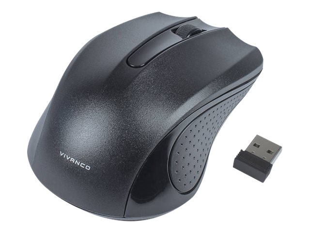 Vivanco IT-MS RF 1000 - Mus - höger- och vänsterhänta - optisk - 3 knappar - trådlös - 2.4 GHz - trådlös USB-mottagare - svart | Datortillbehör - Möss & Tangentbord - Möss & Pekdon | GameStuff