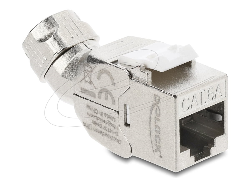 Delock Keystone Modul Rj45 Buchse Zu Lsa Cat.6A Werkzeugfrei 45° Winkelbar Geschirmt, Flach/Winkelförmig, Silber, Weiß, Rj-45, Lsa, Weiblich, 22/24