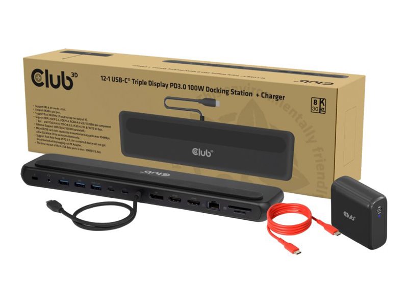 Club 3D - Dockningsstation - för bordsdator, laptop - USB-C - 2 x HDMI, DP - 1GbE | Datorer & Surfplattor - Bärbara tillbehör - Port Replicator och dockning | GameStuff