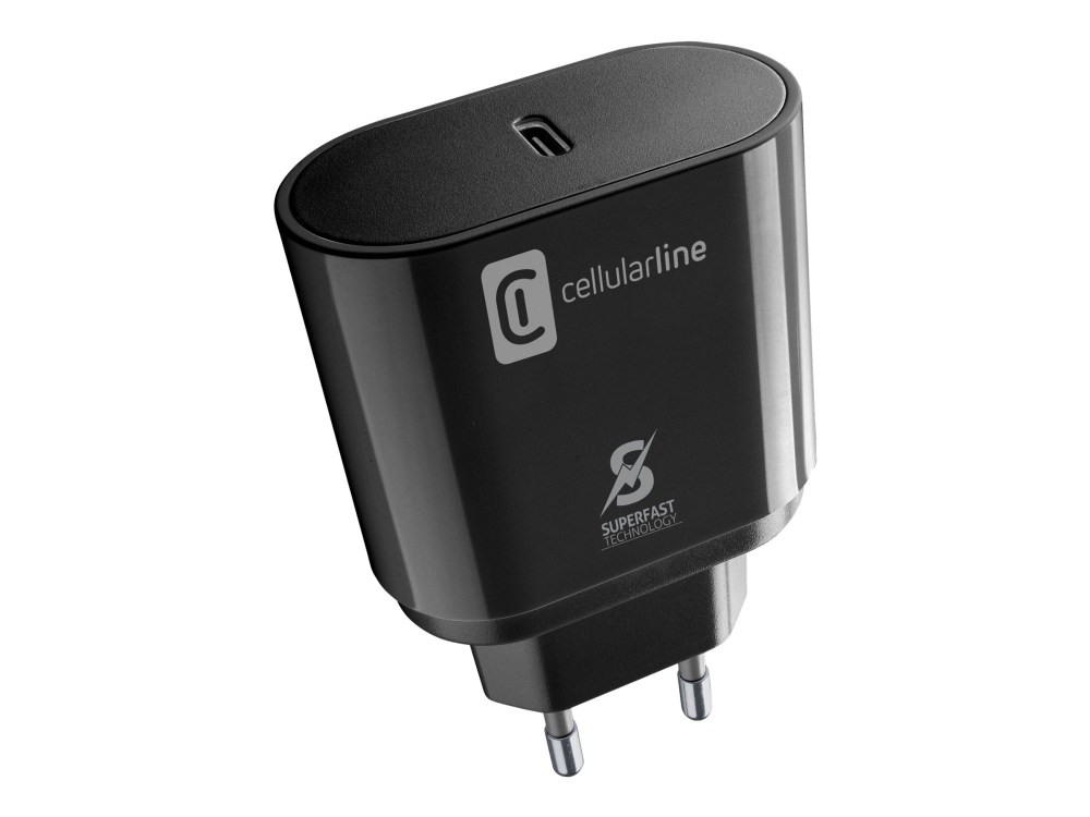 Cellular Line - Strømforsyningsadapter - 25 Watt - Pd, Afc, Sfc (24 Pin Usb-C) - Sort