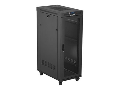 Lanberg Ff01 Series - Rack - 600 X 1000, Fladpakke, Med Mesh-Dør, Lcd - Med Termostat, Lcd Skærm, 6 Køleblæsere - Fritstående - Sort, Ral 9004 - 32U