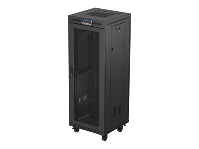 Lanberg Ff01 Series - Rack Kabinet - 600 X 600, Flat Pack, With Mesh Door, Lcd - Med Lcd Skærm, Termostat, 2 Køleblæsere - Fritstående, Gulvstående -