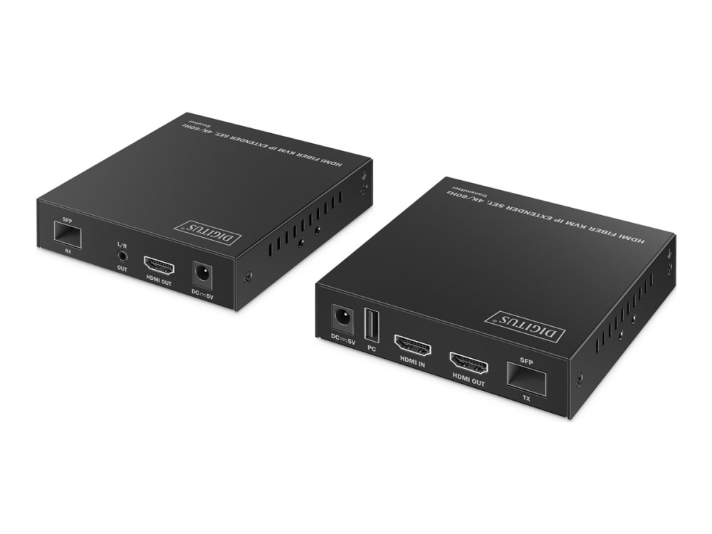 Digitus - Extender Set - Kvm / Audio / Seriel / Usb Forlænger - Hdmi, 1Gbe, Usb - Over Fiberoptik - Usb - Op Til 40 Km