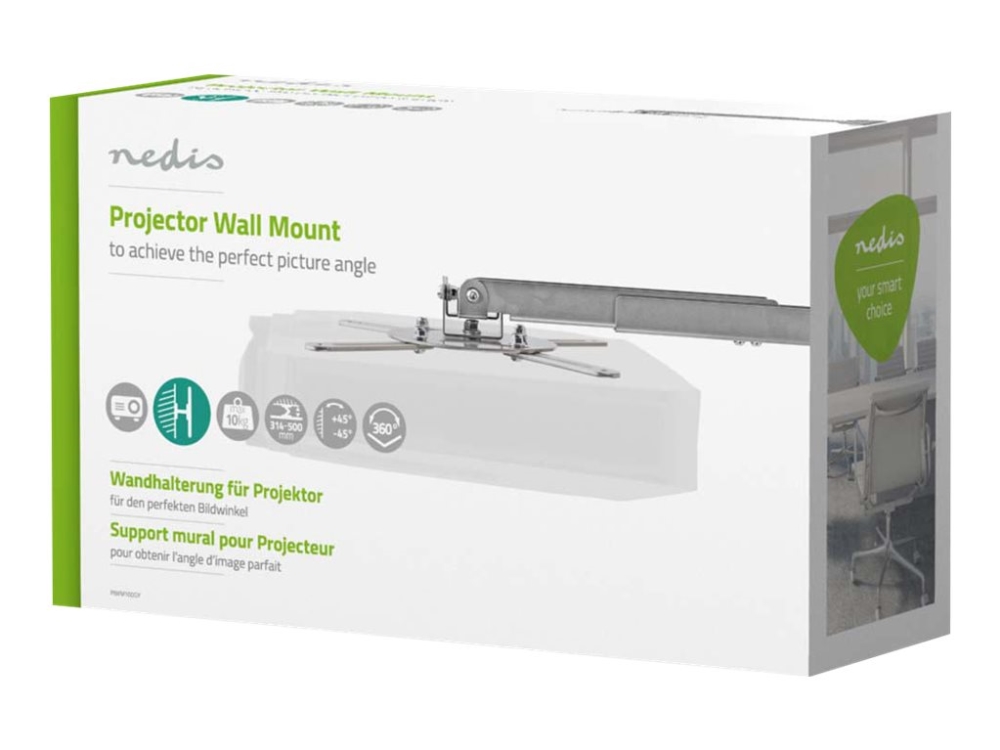 Nedis PJWM100GY - Konsol - för projektor - stål - grå - väggmonterbar | TV, Ljud & Bild - Fästen - Vägg | GameStuff