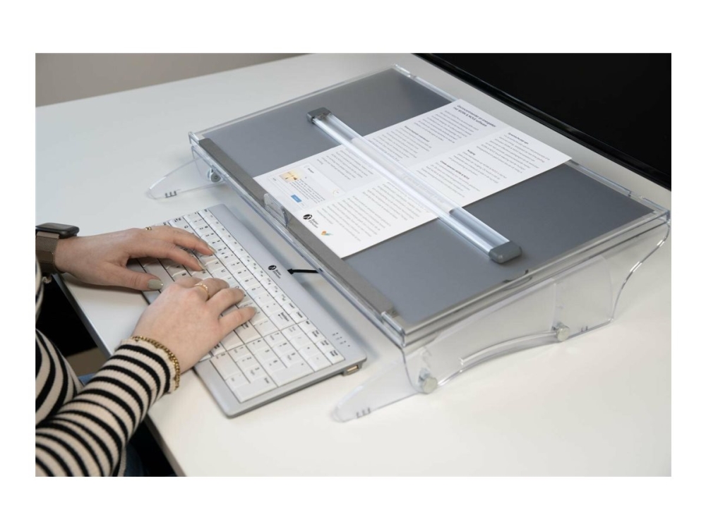Bakkerelkhuizen Flexdesk 640 - Kopienhalter - Mit Comfortread - Transparent, Hellgrau