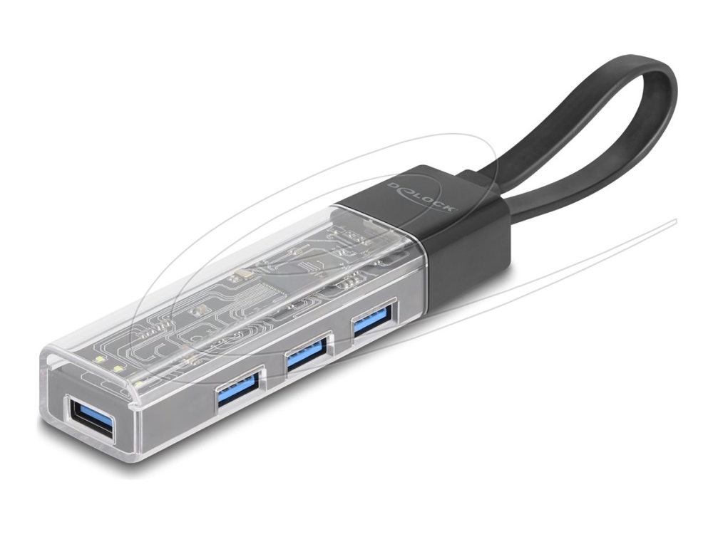 Delock 64335, Usb 3.2 Gen 1 (3.1 Gen 1) Type-A + Type-C, Usb 3.2 Gen 1 (3.1 Gen 1) Type-A, 5000 Mbit/S, Schwarz, Transparent, Kunststoff, Flachkabel