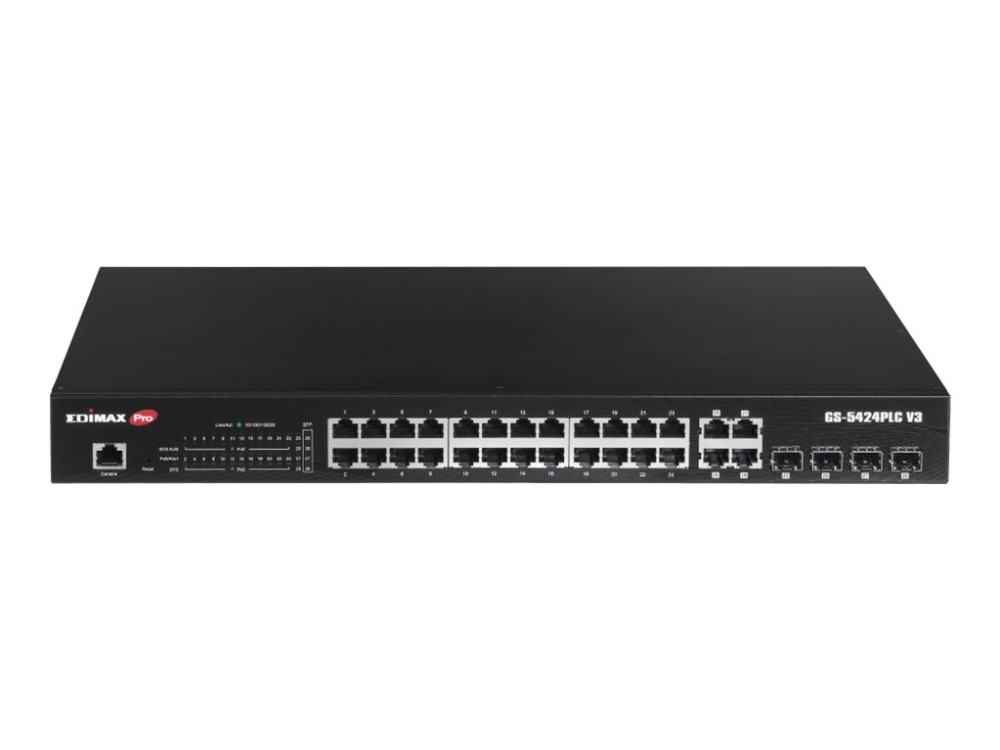 Edimax Pro Gs-5424Plc V3 - Switch - Smart - 24 X 10/100/1000 (Poe+) + 4 X Combo Sfp - Desktop, Rackmontierbar - Poe+ (400 W)
