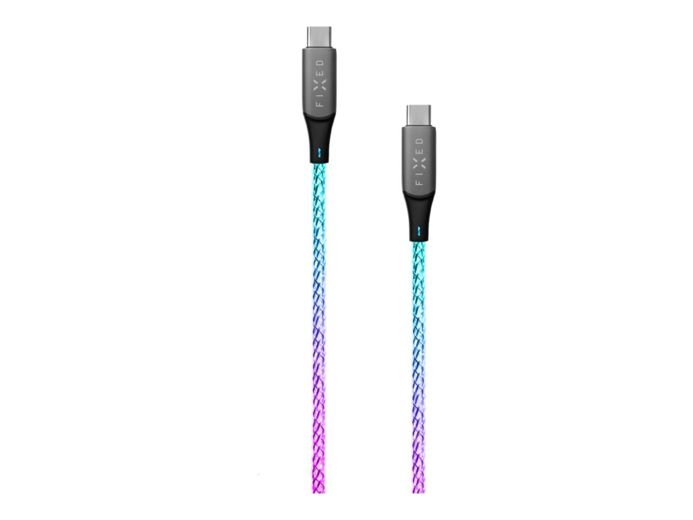 Fixed - Usb-Kabel - 24 Pin Usb-C (Han) Til 24 Pin Usb-C (Han) - 1.2 M - Usb-C Power Delivery (60 W), Rgb-Oplysning, Glødende - Regnbue