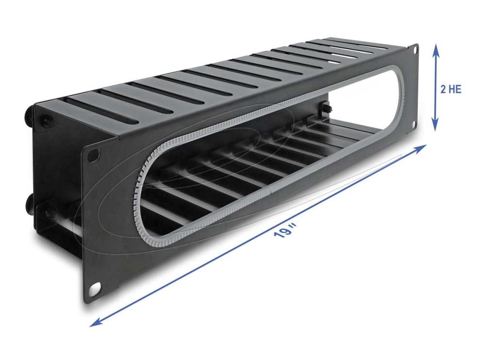 Delock 67279, Cable Management Panel, Steel, Black, 1 Pc(S)