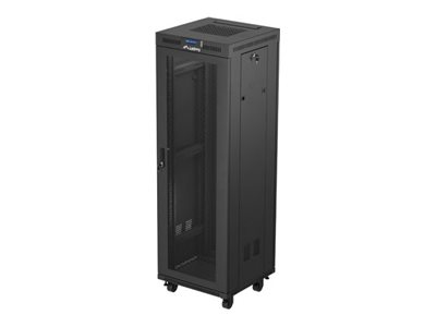 Lanberg FF01 series - Rack skåp - 600 x 600, platt paket, med nät dörr, LCD - med LCD-skärm, termostat, 2 kylfläktar - fristående, golvstående - svart, RAL 9004 - 37U - 19 | Datorer & Surfplattor - Rackkabinetter - Rackkabinett | GameStuff